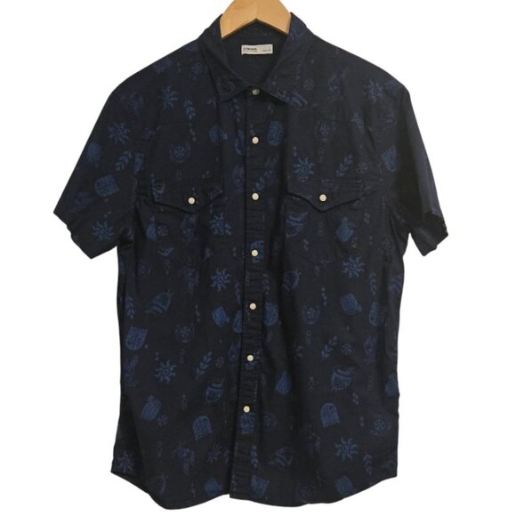 Sonoma Goods for Life Men’s Large Western Shirt Blue Short Sleeve Button-Up - Picture 1 of 5